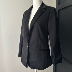 Zara blazer black with white and red striped lining decorative button